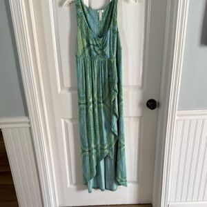 Soma Green Ruched Tiered Sundress